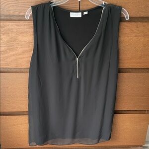 New York & Company Black Zip-Front Blouse